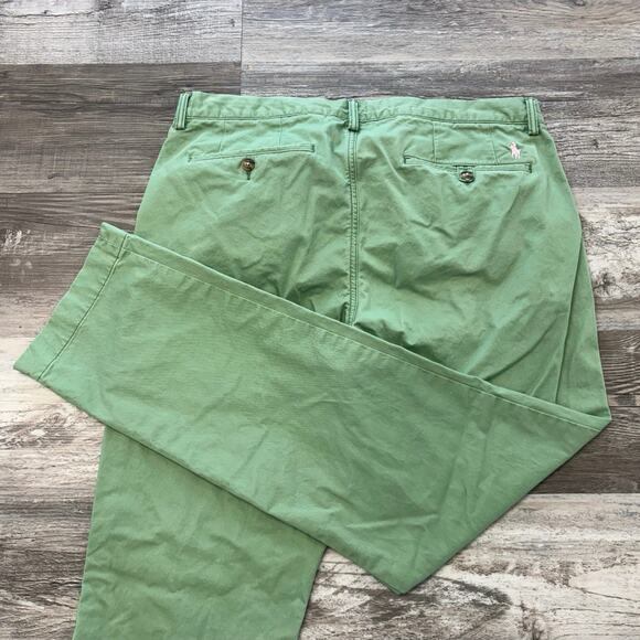 Polo Ralph Lauren Stretch Straight Fit Green Mens 35x31 Chino Slack Pants Preppy - Picture 1 of 13